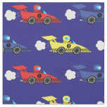 Cute Race Cars Vehicles Kids Boys Room Decor Blue Fabric
