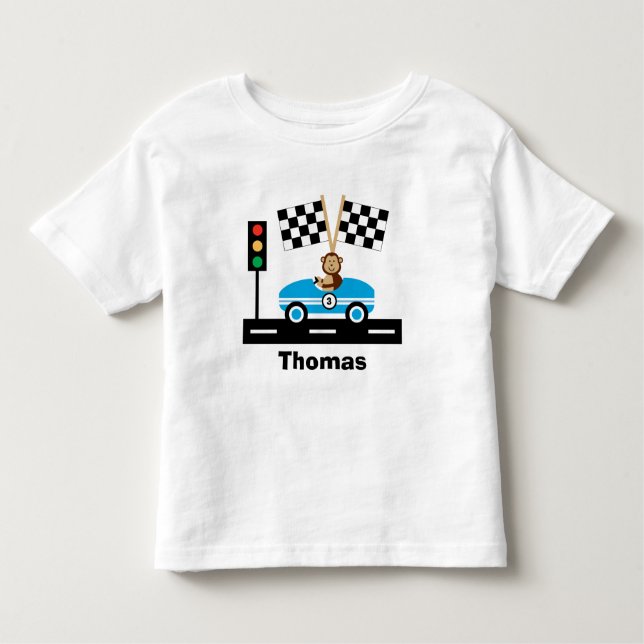 Cute Racecar T-Shirt with Monkey (Front)