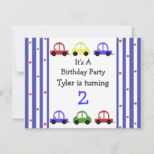 Cute Racing Car Birthday Invitation
