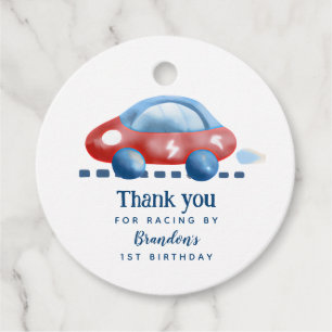 Cute Racing Car First Birthday Thank You Favor Tags