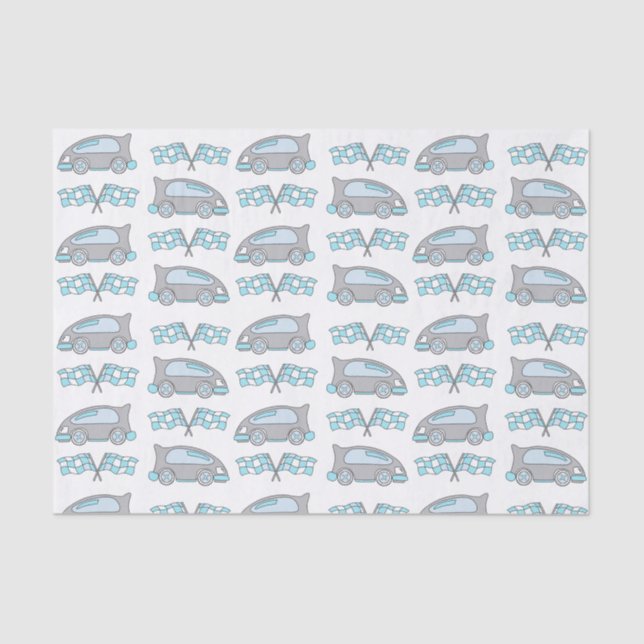 Cute Racing Cars and Flags Kids Pattern Tissue Paper (Front)