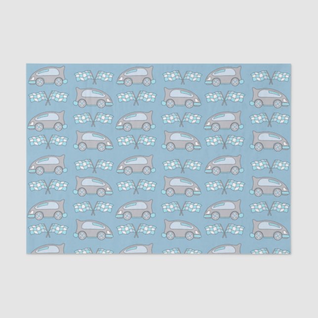 Cute Racing Cars and Flags Kids Pattern Tissue Paper (Front)