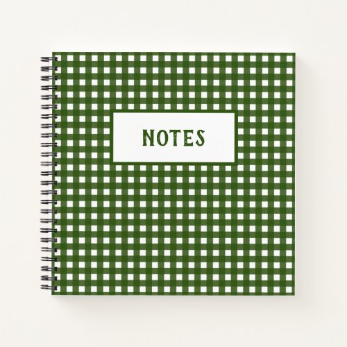 Cute Racing Green  White Plaid Everyday Notebook