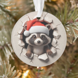 Cute Racoon Double-Sided Holiday Ornament