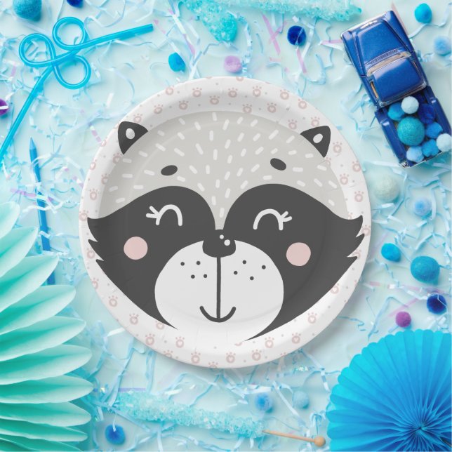 Cute Racoon - Kids Birthday / Baby Shower  Paper Plates (Party)