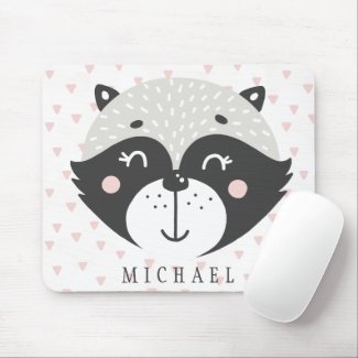 Cute Racoon Kids Birthday Favor Mouse Pad