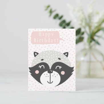 Cute Racoon Kids Birthday Postcard