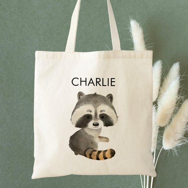 Cute Racoon Kids' Personalized Tote Bag (Creator Uploaded)