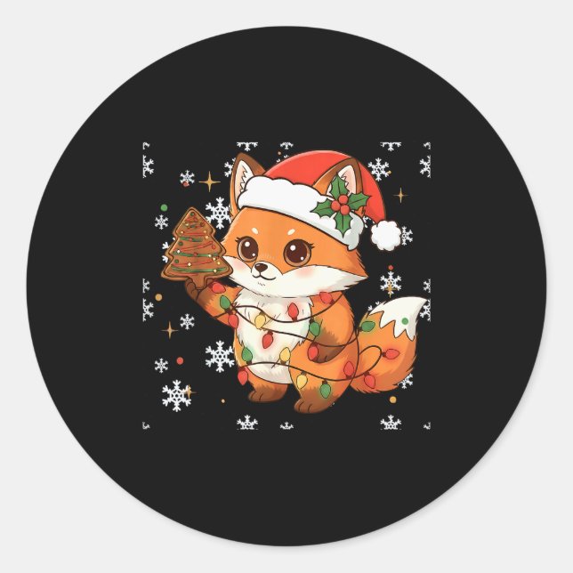 Cute Racoon Lights Tree Cake Funny Xmas Merry Chri Classic Round Sticker (Front)