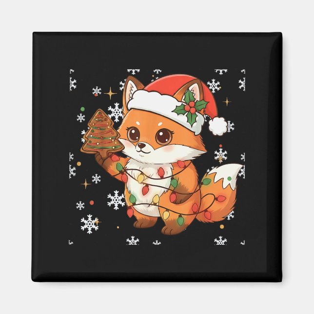 Cute Racoon Lights Tree Cake Funny Xmas Merry Chri Magnet (Front)