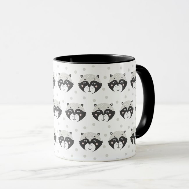 Cute Racoon Pattern Black 11 oz Combo Mug