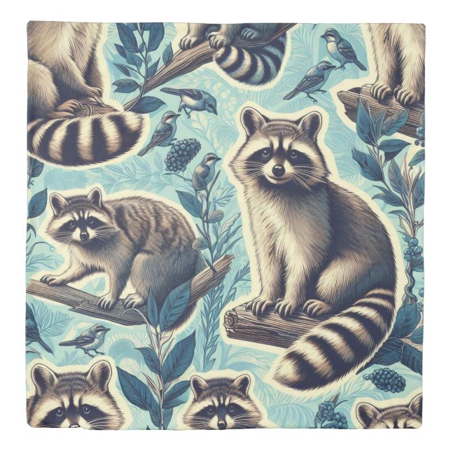 Cute Racoon Pattern Duvet Cover (Front)
