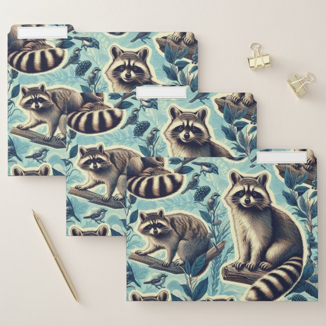 Cute Racoon Pattern File Folder (Set)