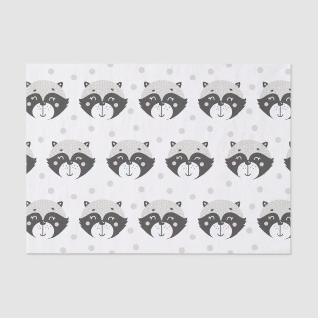 Cute Racoon Pattern - Kids Tissue Paper (Front)