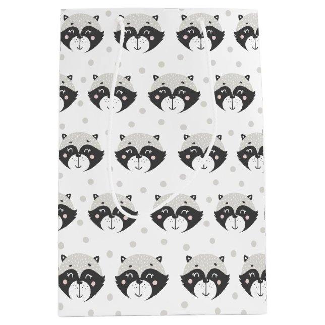 Cute Racoon Pattern  Medium Gift Bag (Front)