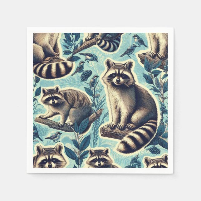 Cute Racoon Pattern Napkins (Front)