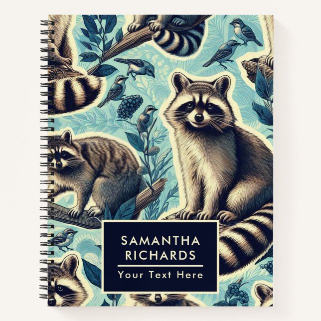 Cute Racoon Pattern Notebook (Front)