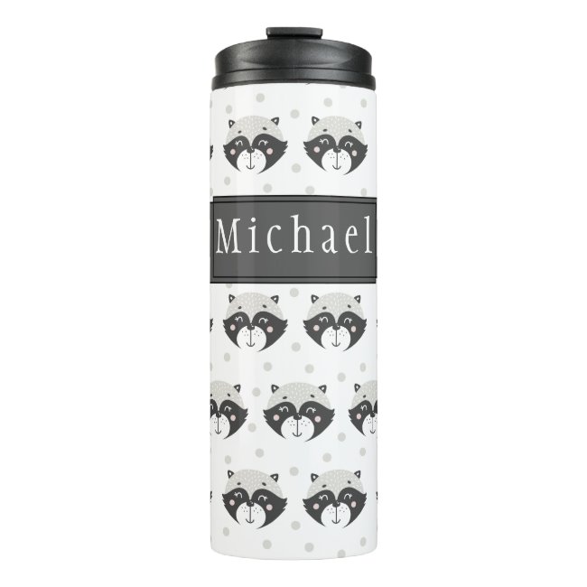 Cute Racoon Pattern Personalized Thermal Tumbler