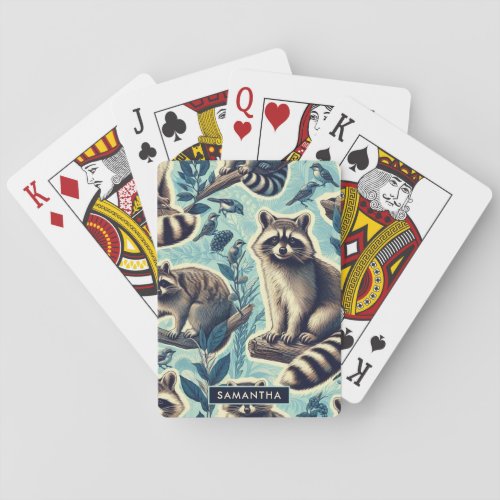 Cute Racoon Pattern Playing Cards