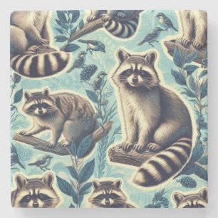 Cute Racoon Pattern Stone Coaster