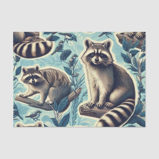 Cute Racoon Pattern Tissue Paper (Front)