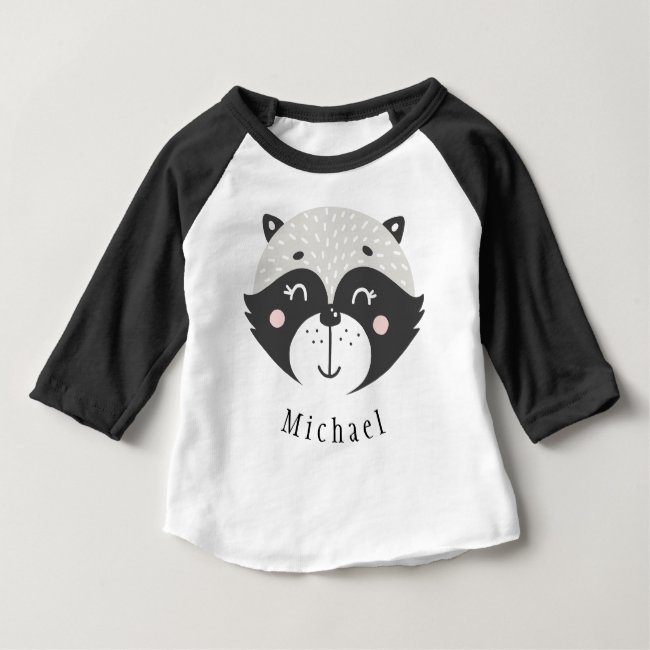 Cute Racoon Personalized Baby 3/4 Sleeve T-Shirt