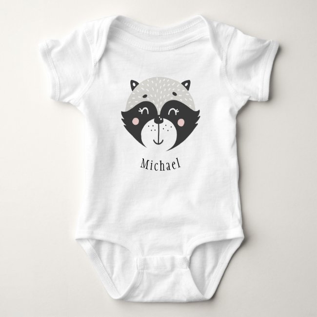 Cute Racoon Personalized Baby Jersey Bodysuit