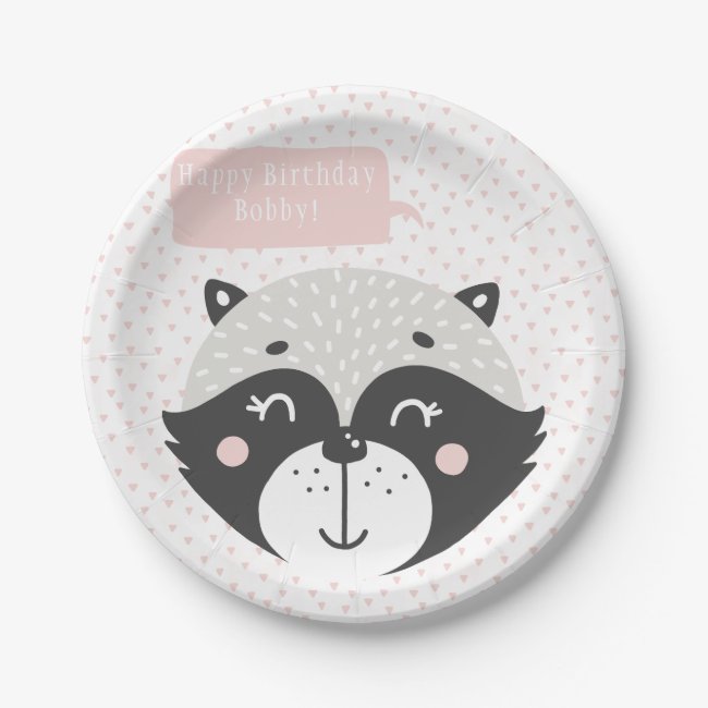Cute Racoon | Personalized Birthday Paper Plates