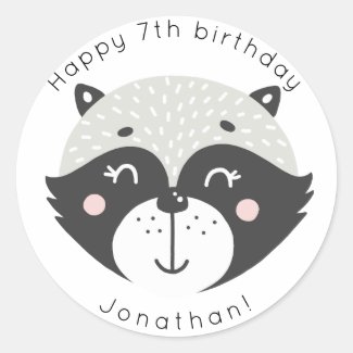 Cute Racoon | Personalized Birthday Stickers