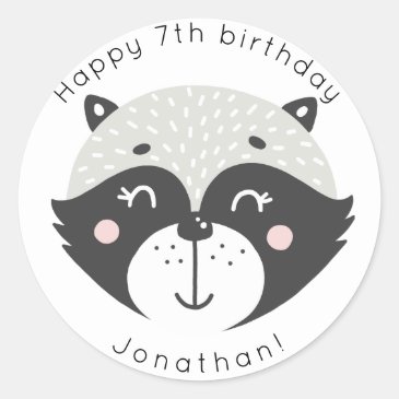 Cute Racoon | Personalized Birthday Stickers