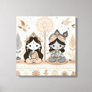 Cute Radhe Krishna Mandala Wall Art Spiritual