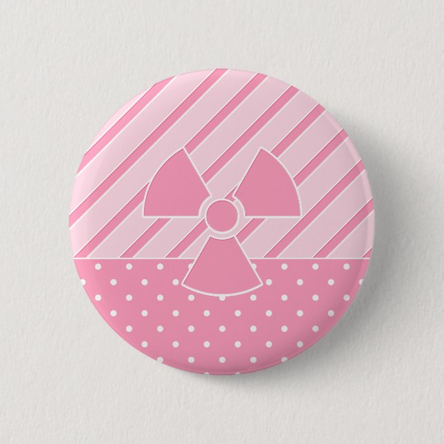 Cute Radioactive Pink Badge Button (Front)