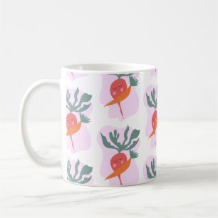 Cute Radish and Carrot Cartoon Pattern Coffee Mug