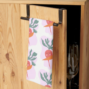 Cute Radish and Carrot Cartoon Pattern Kitchen Towel