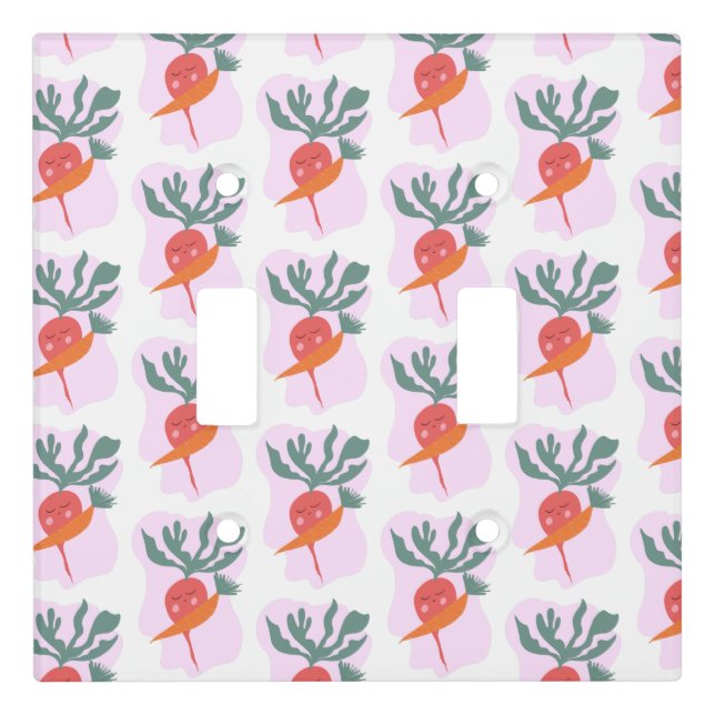 Cute Radish and Carrot Cartoon Pattern  Light Switch Cover (Front)