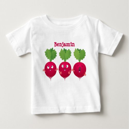 Cute radishes singing trio cartoon vegetables baby T_Shirt
