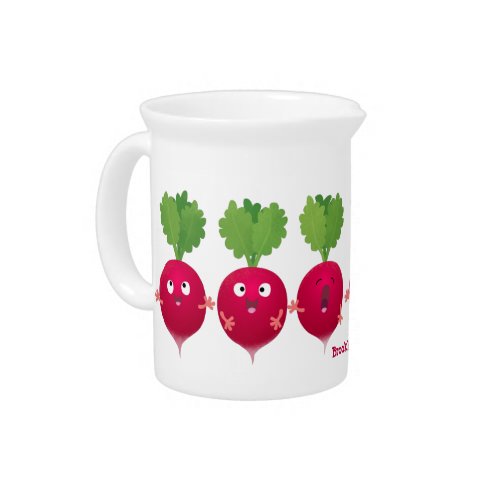 Cute radishes singing trio cartoon vegetables beverage pitcher