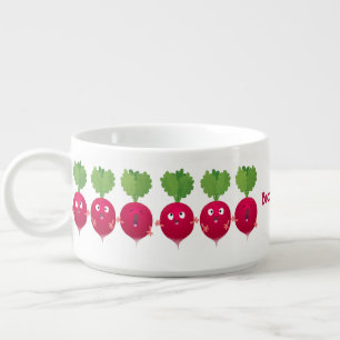 Cute radishes singing trio cartoon vegetables bowl