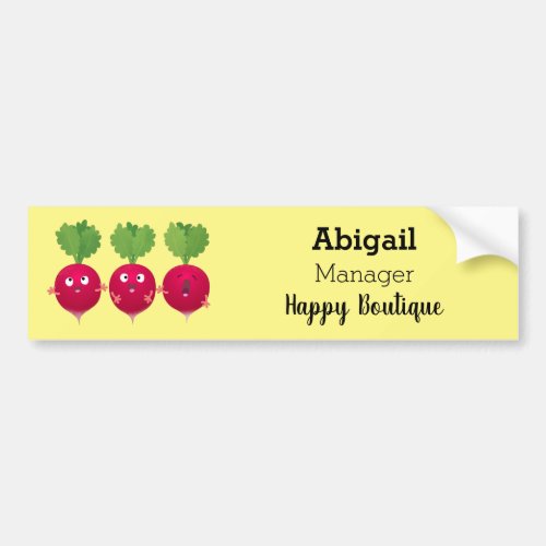 Cute radishes singing trio cartoon vegetables bumper sticker