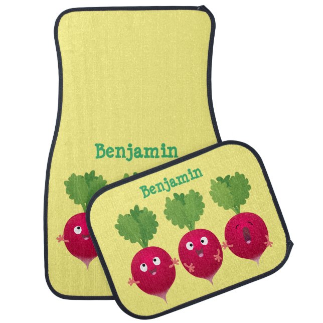 Cute radishes singing trio cartoon vegetables car floor mat (Set)