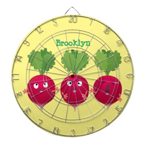 Cute radishes singing trio cartoon vegetables dart board