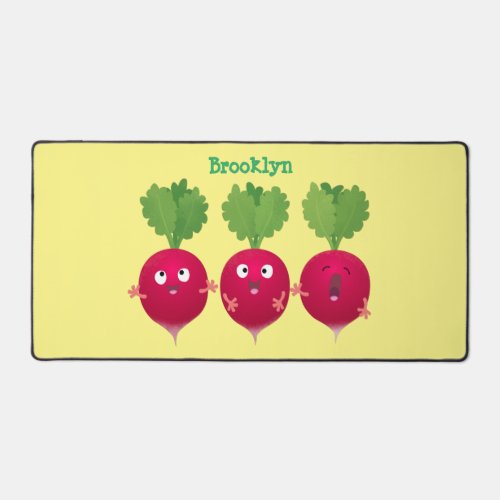 Cute radishes singing trio cartoon vegetables desk mat