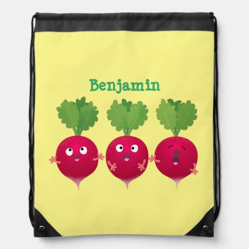 Cute radishes singing trio cartoon vegetables drawstring bag