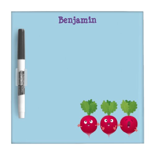 Cute radishes singing trio cartoon vegetables dry erase board