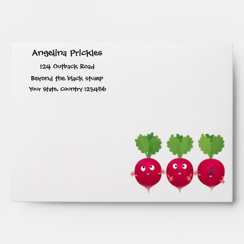 Cute radishes singing trio cartoon vegetables envelope