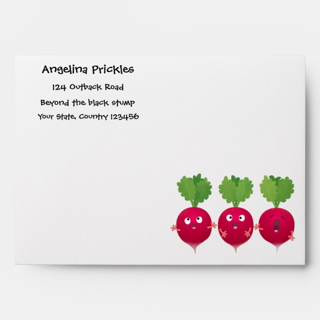 Cute radishes singing trio cartoon vegetables envelope (Front)