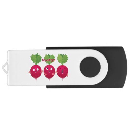 Cute radishes singing trio cartoon vegetables flash drive