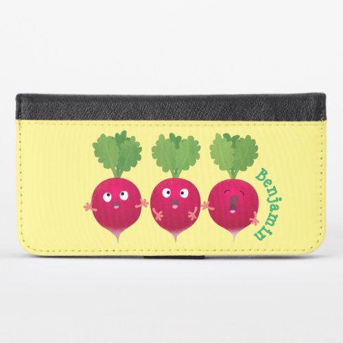 Cute radishes singing trio cartoon vegetables iPhone x wallet case