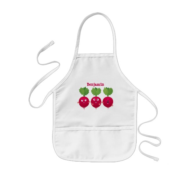 Cute radishes singing trio cartoon vegetables kids' apron (Front)