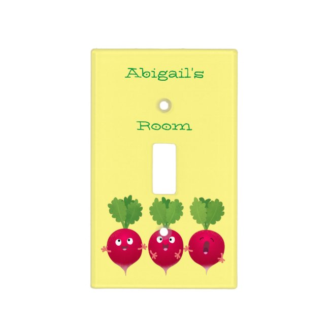 Cute radishes singing trio cartoon vegetables  light switch cover (Front)